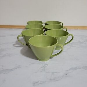 7 Vintage Melmac Avocado Green Coffee Cups